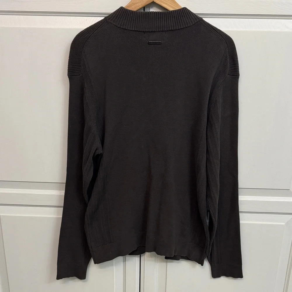 Calvin Klein Charcoal Full-Zip Academia Cardigan. Size L.
